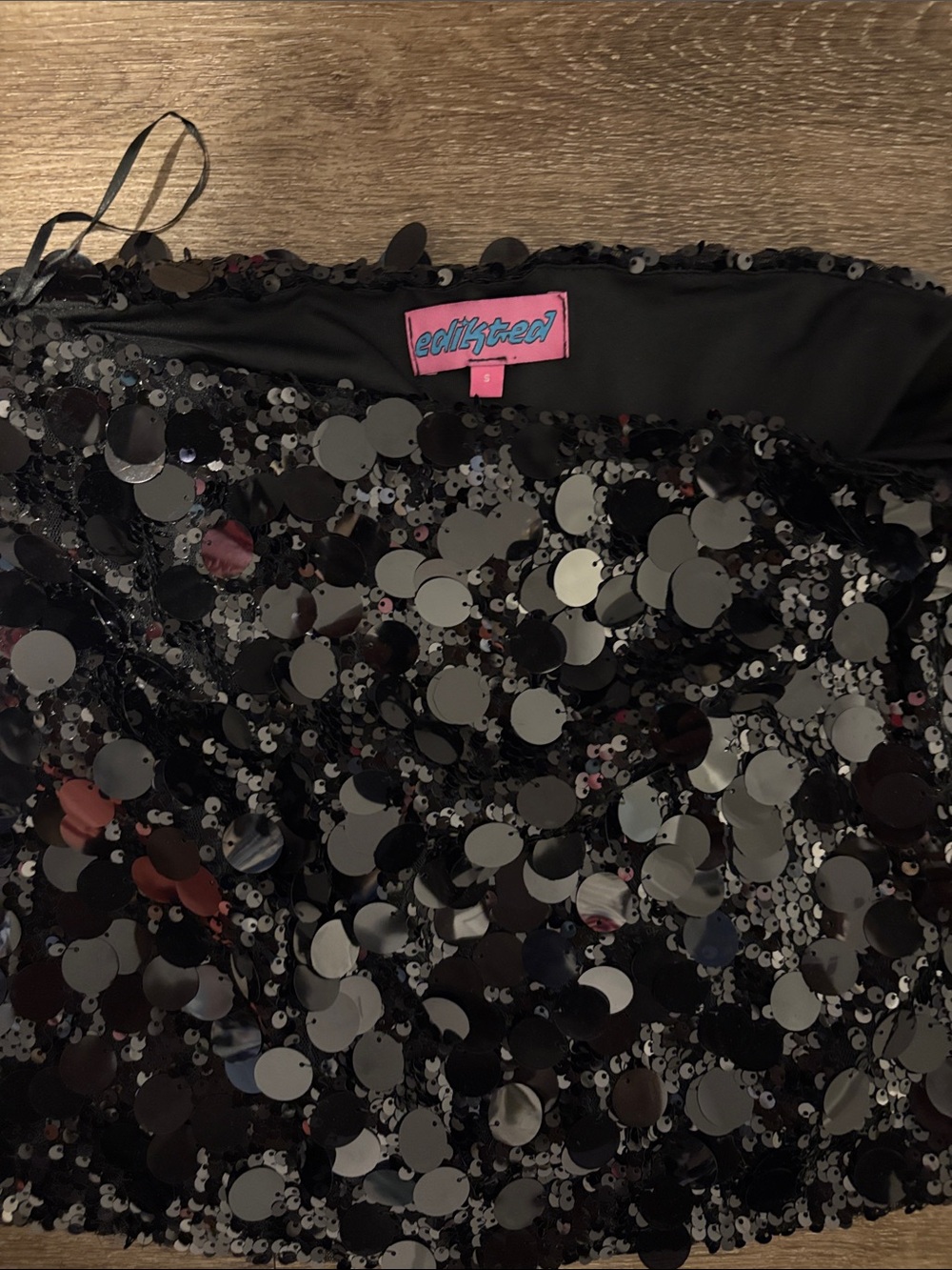 Edikted Black Sequin Mini Skirt